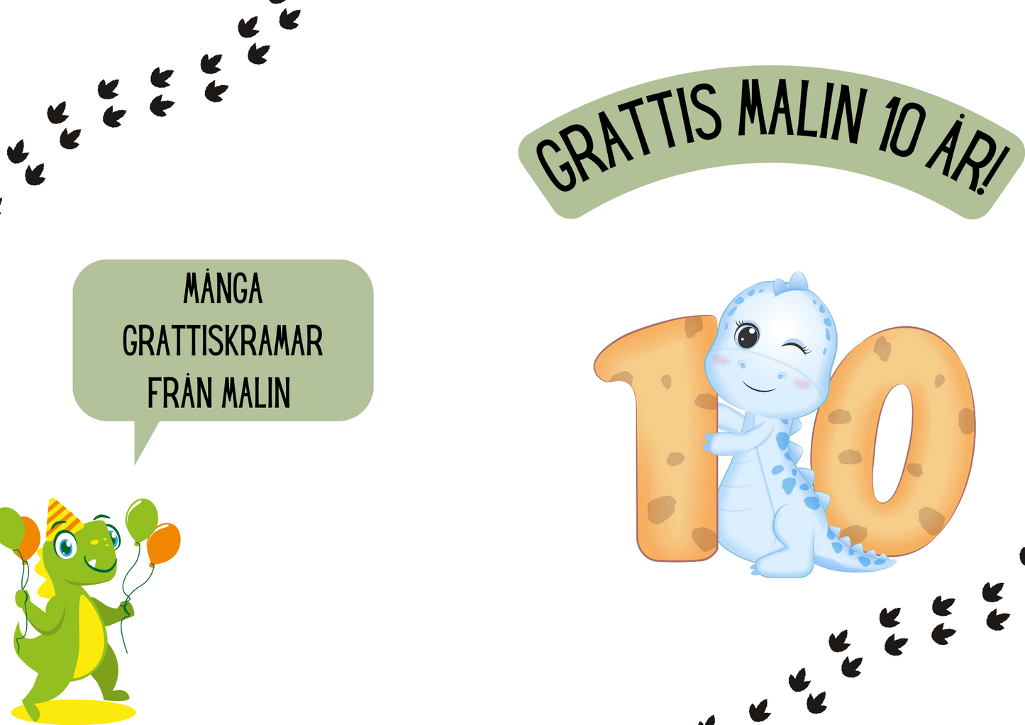 Personlig Dikt - Grattiskort "Dino siffra"