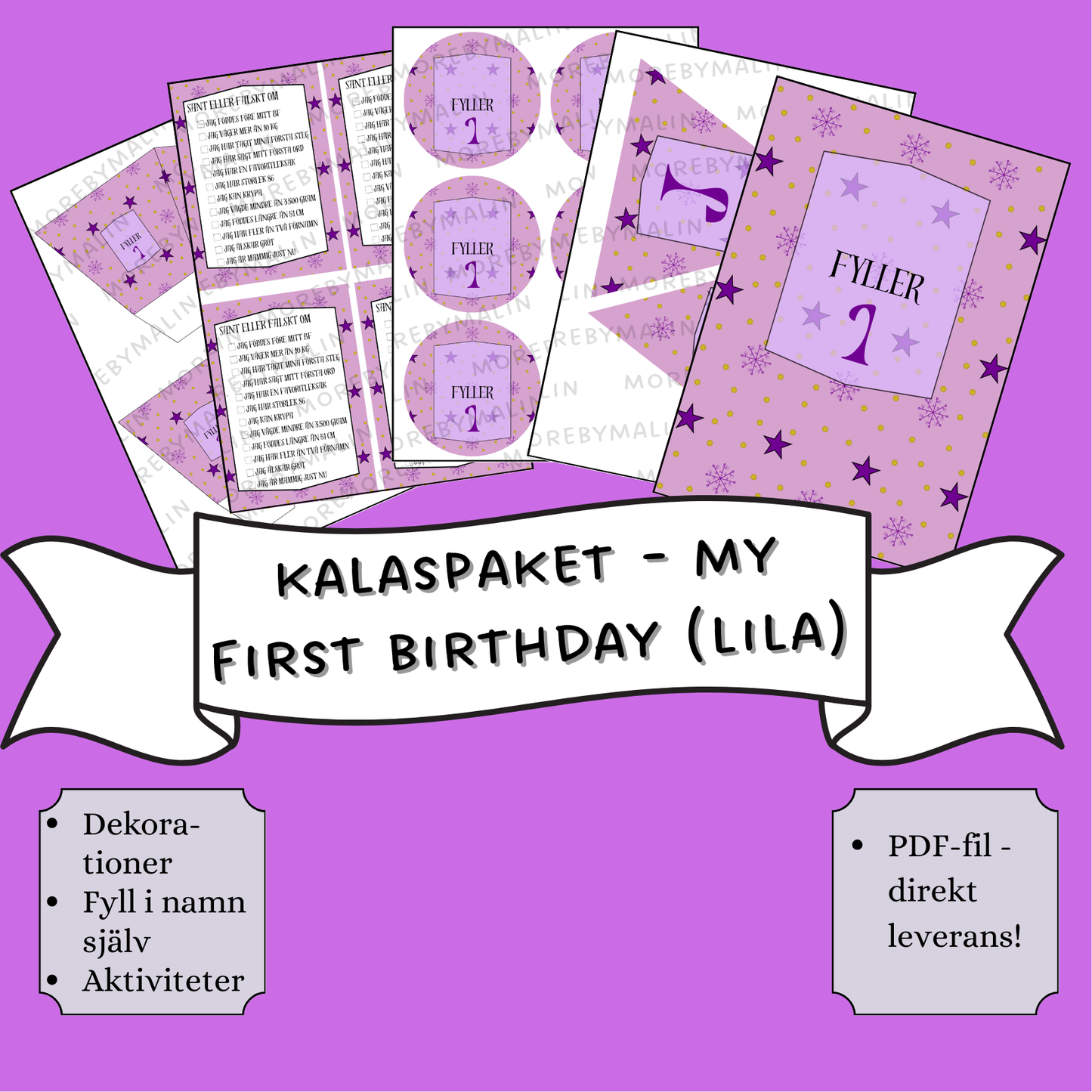 Kalaspaket - My first birthday (lila/rosa)