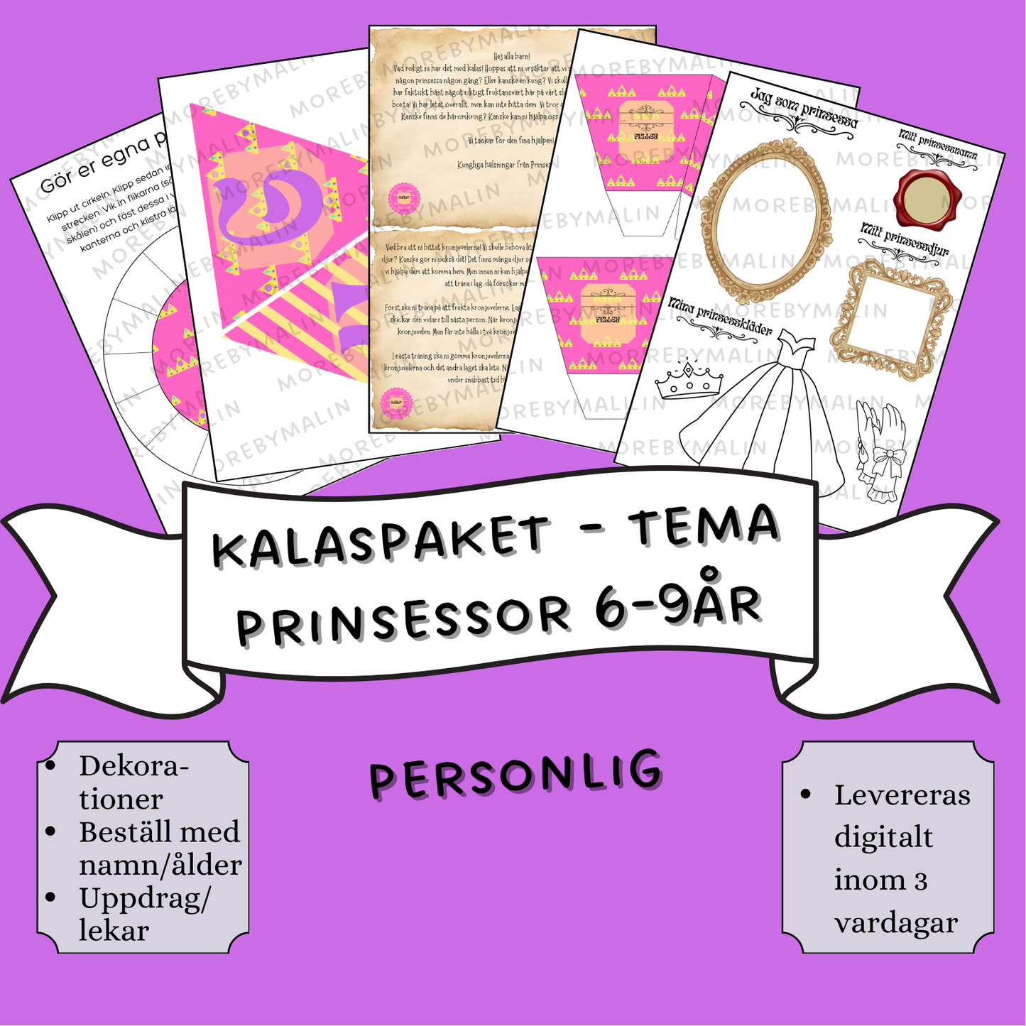 Kalaspaket - Tema Prinsessor 6 - 9 år (personlig)