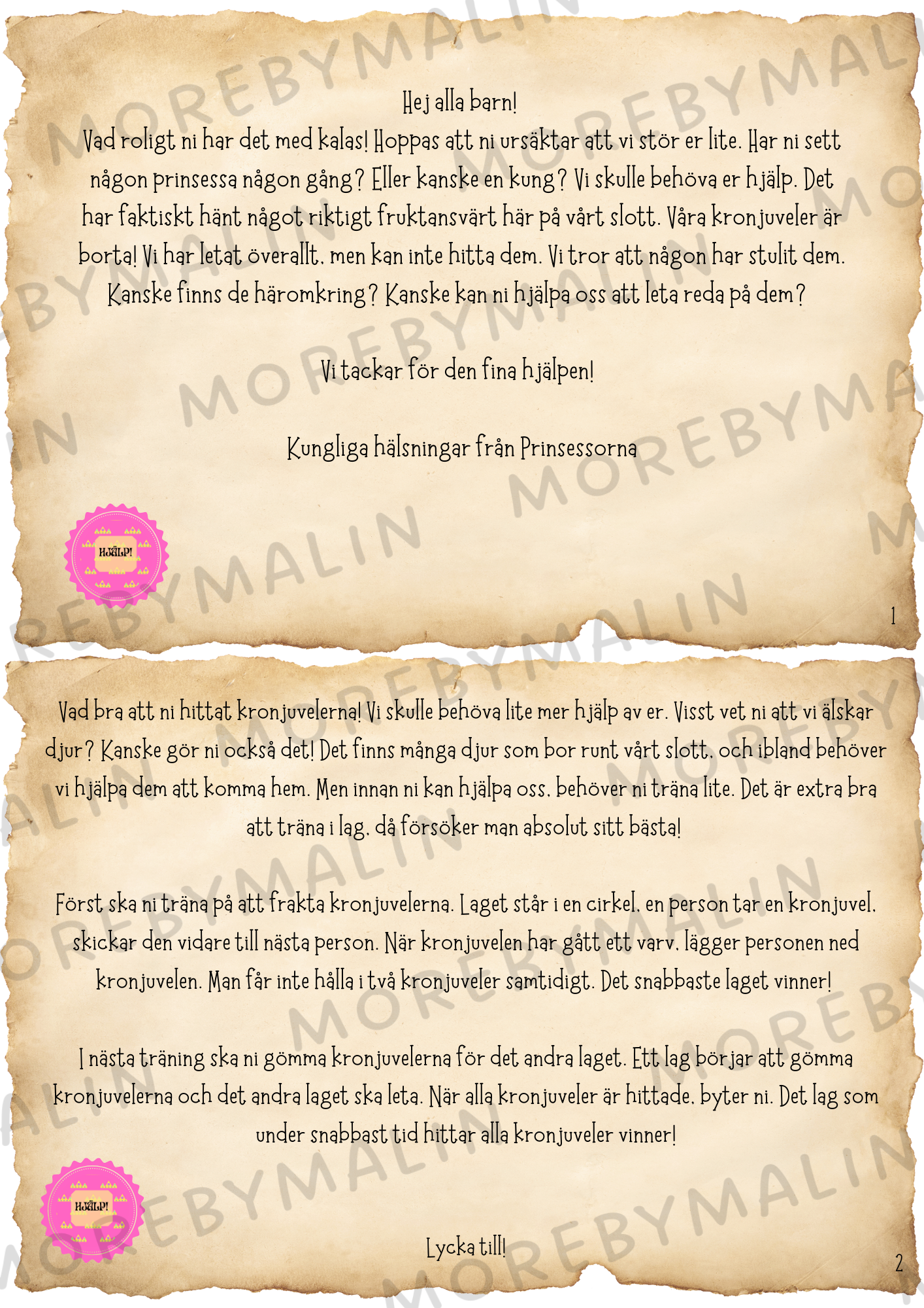 Kalaspaket - Tema Prinsessor 6 - 9 år (personlig)