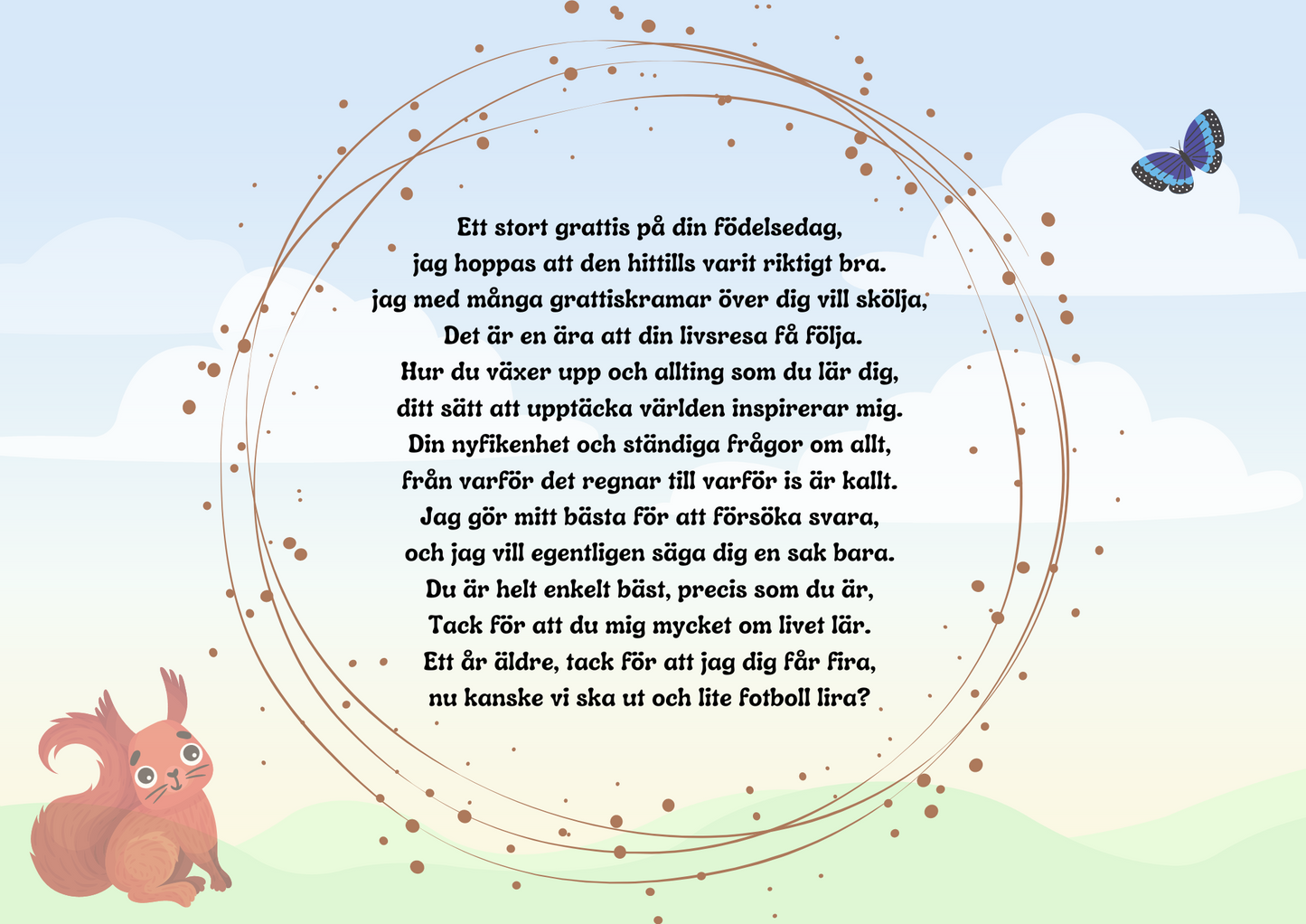 Personlig Dikt - Grattiskort "Skogsdjur 2"