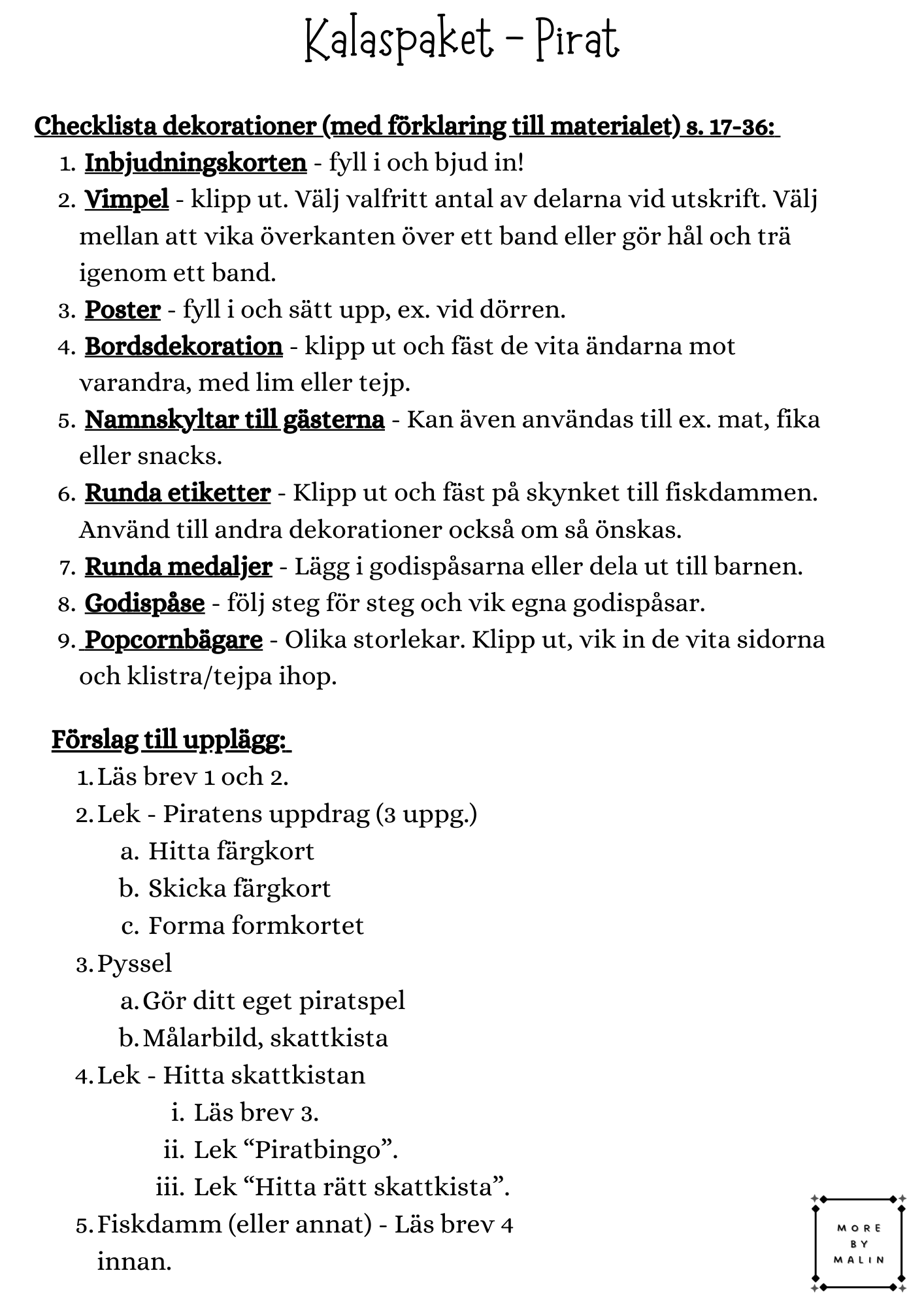 Kalaspaket - Tema Pirat 4 - 7 år