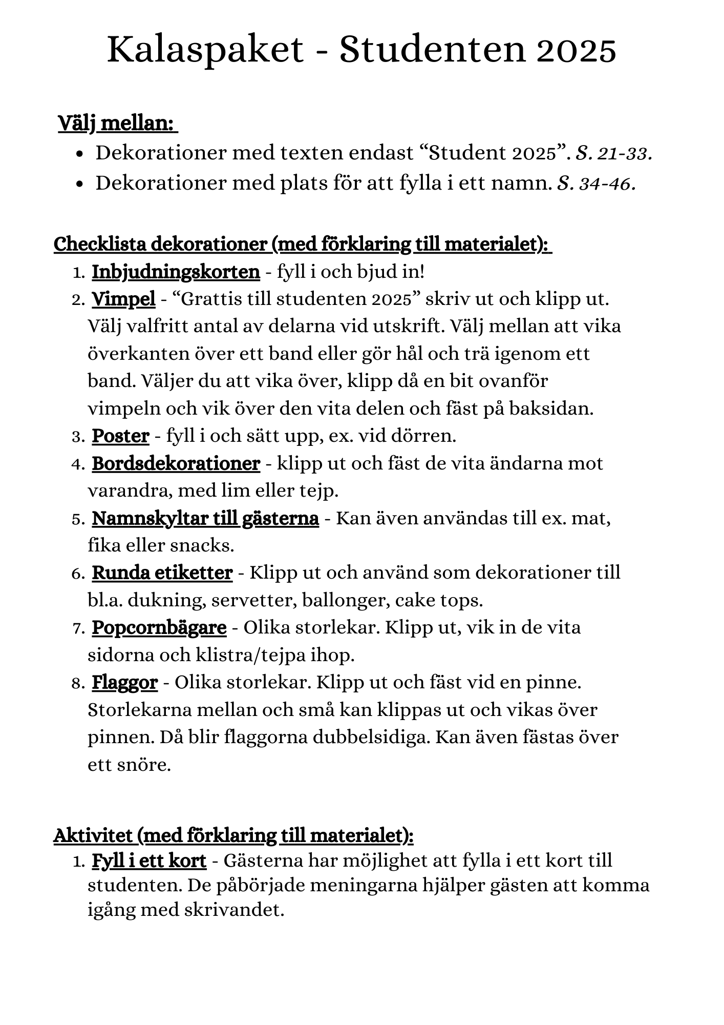Kalaspaket - Studenten 2025