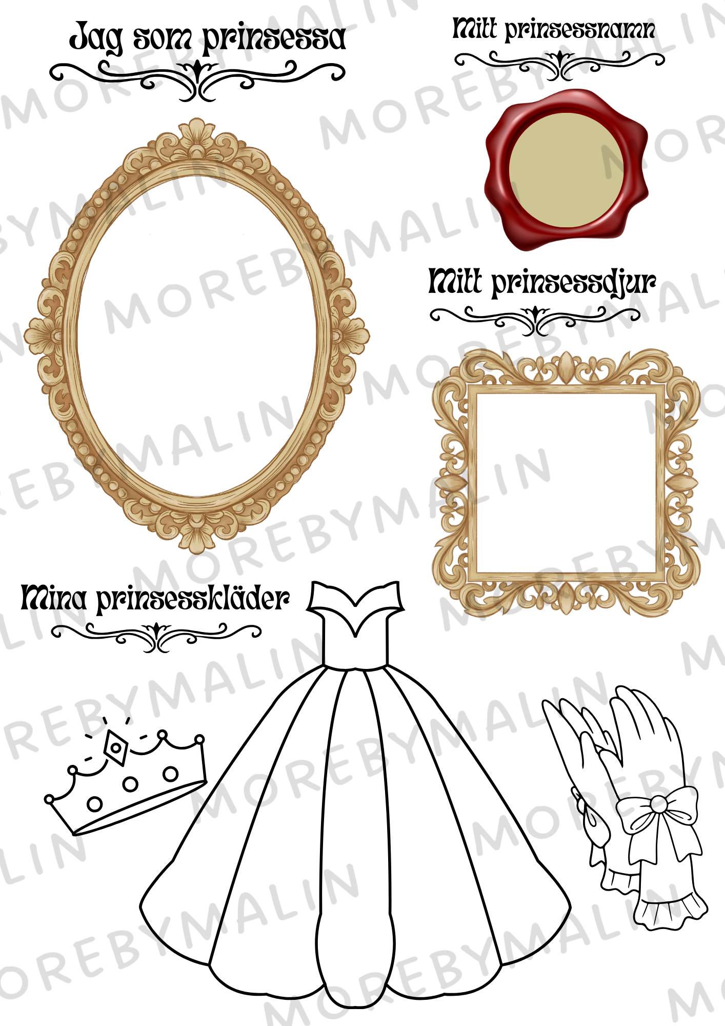 Kalaspaket - Tema Prinsessor 6 - 9 år (personlig)