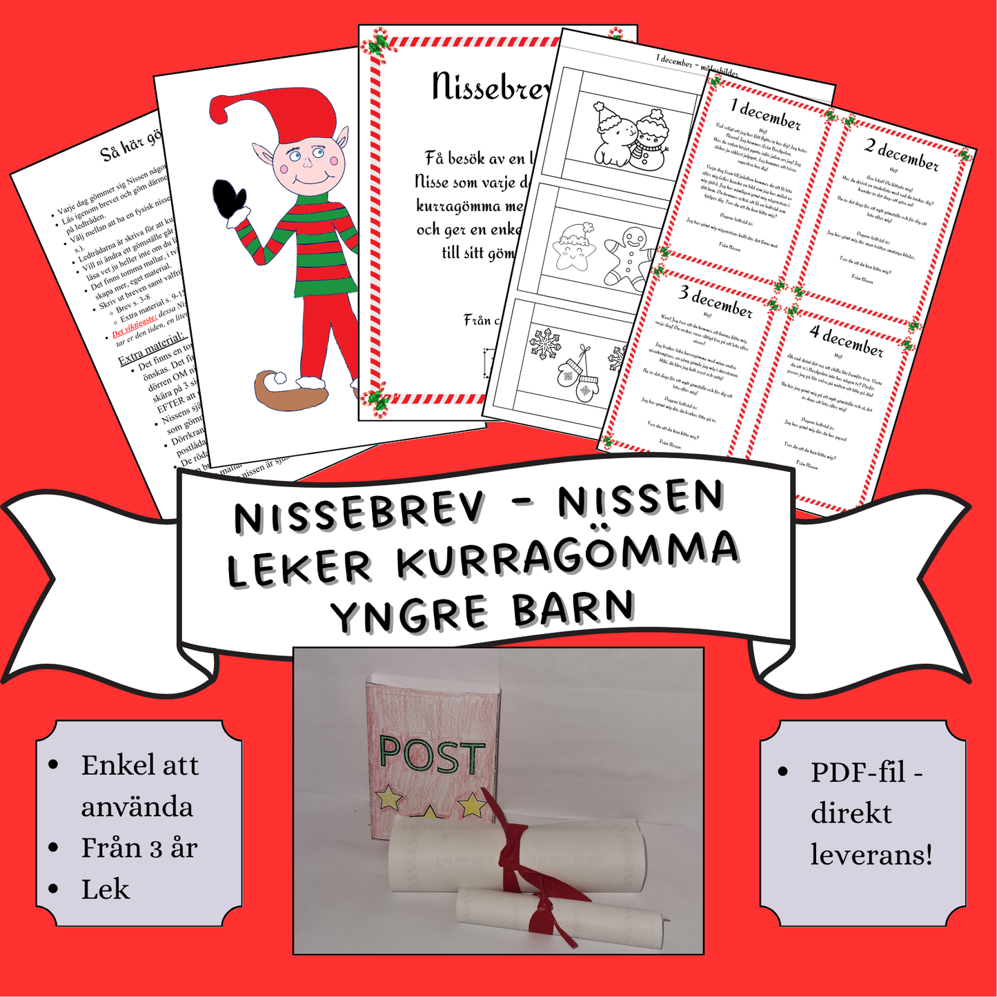 Nissebrev - Nissen leker kurragömma (Yngre barn)