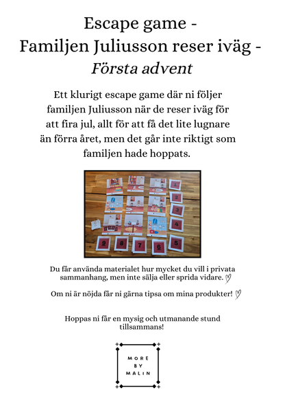 Escape game- Familjen Juliusson reser iväg (Advent)