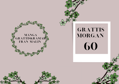 Personlig Dikt - Grattiskort "Gröna blommor" (med bokstäver)