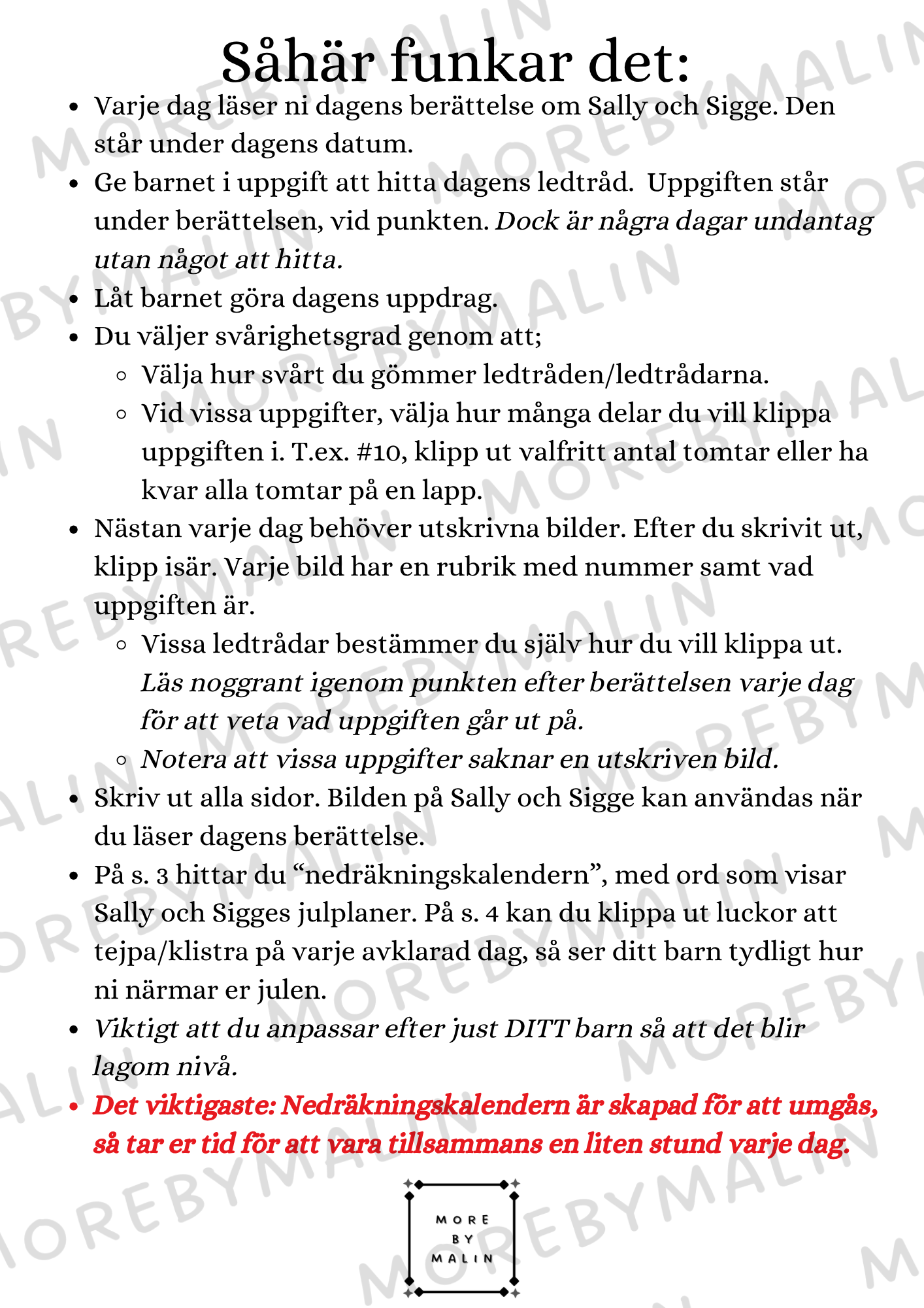 Sally och Sigges jul - nedräkning till julafton (ett barn)