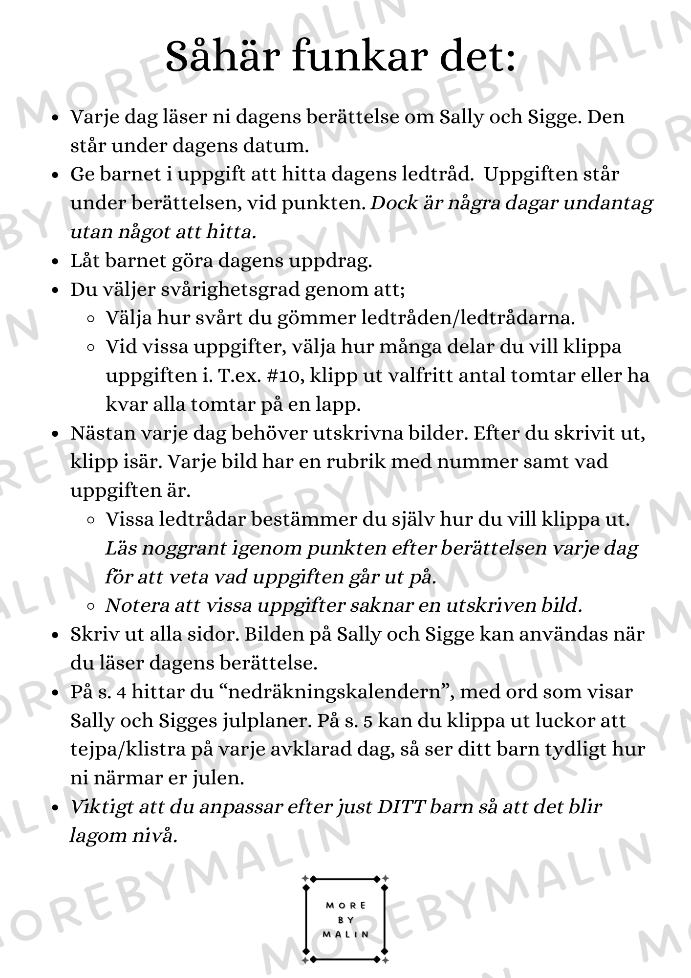 Sally och Sigges jul - nedräkning till julafton (ett barn)