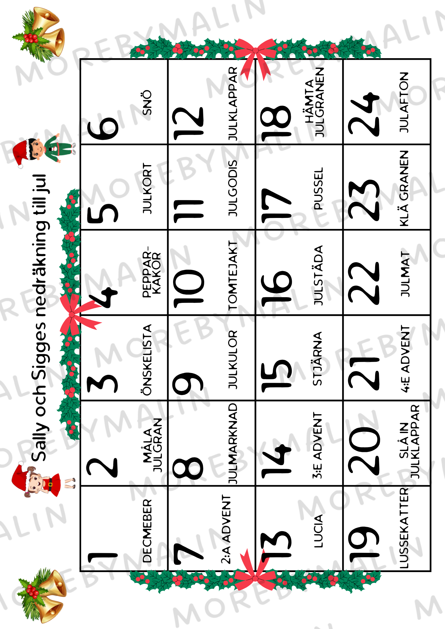 Sally och Sigges jul - nedräkning till julafton (ett barn)