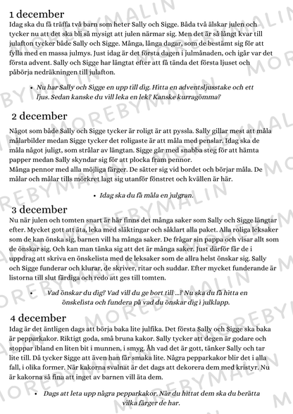 Sally och Sigges jul - nedräkning till julafton (ett barn)