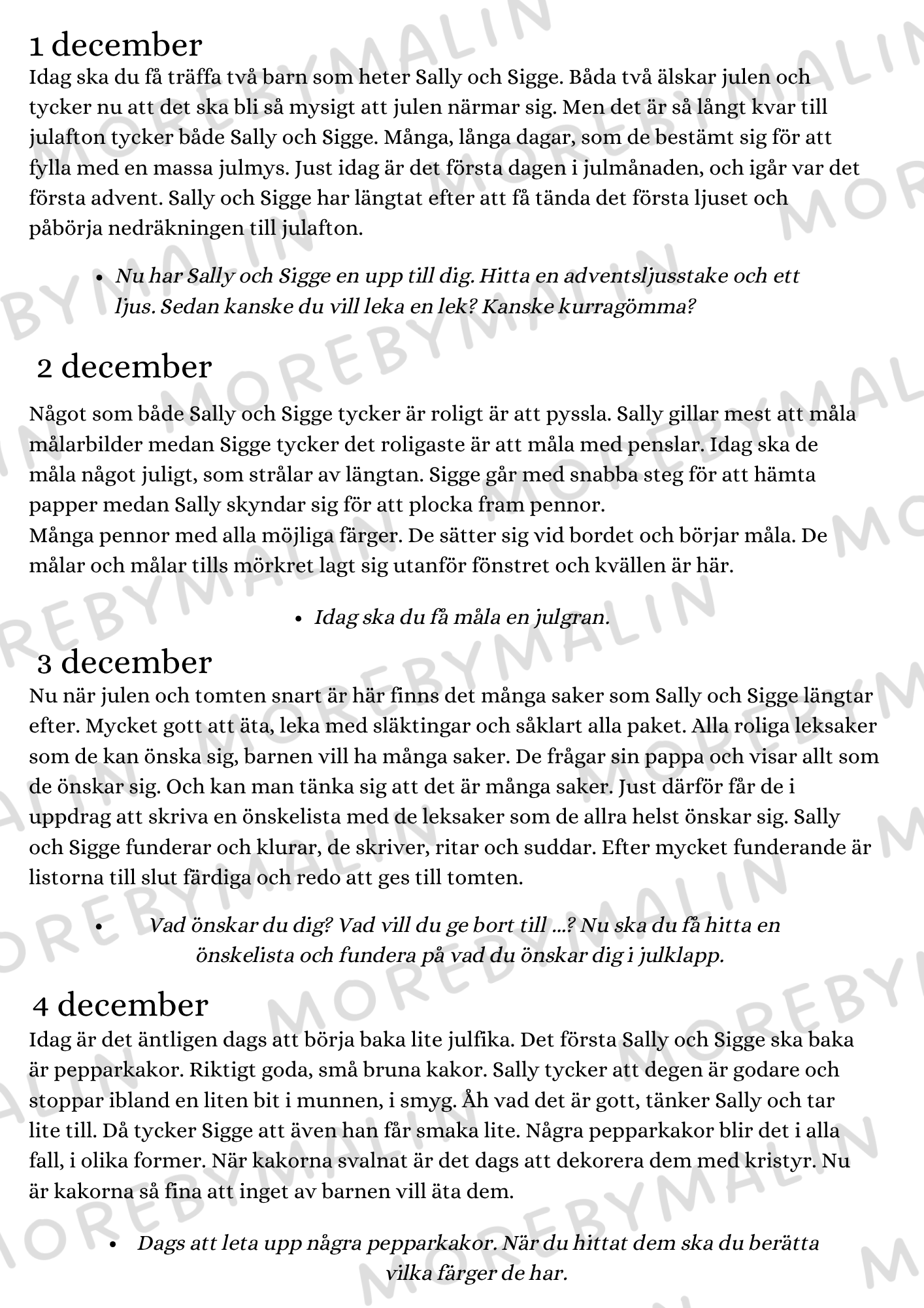 Sally och Sigges jul - nedräkning till julafton (flera barn)