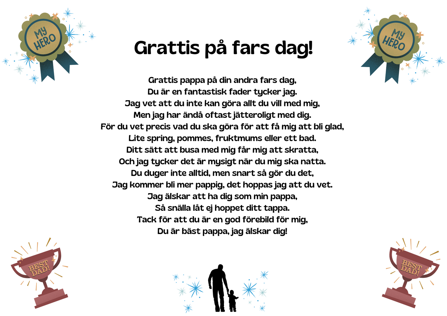 Personlig Dikt - Övrigt kort "Fars dag"