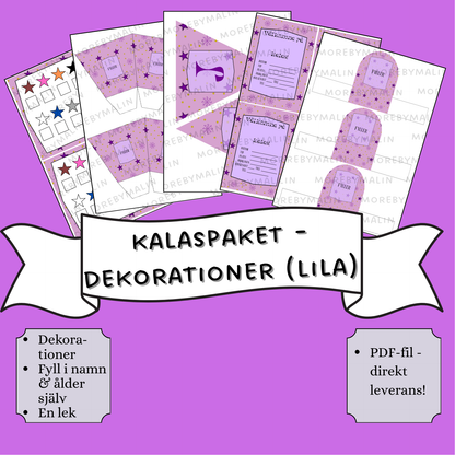 Kalaspaket - dekorationer lila/rosa