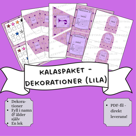 Kalaspaket - dekorationer lila/rosa
