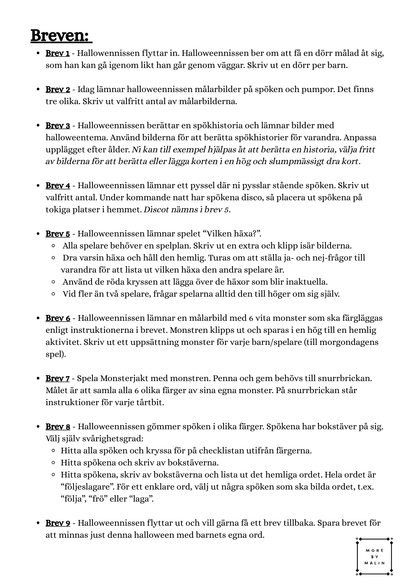 Halloweennissen flyttar in - 9 brev