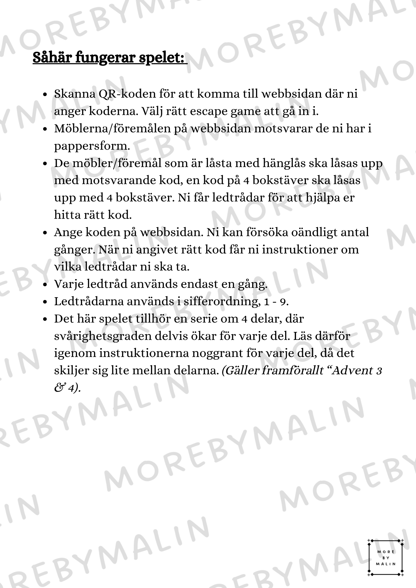 Escape game- Advent med familjen Juliusson