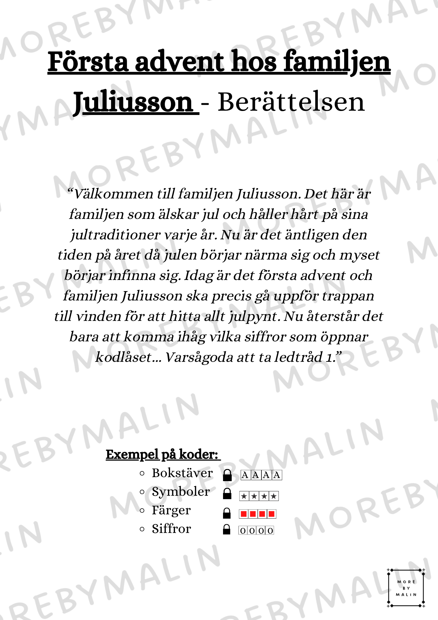 Escape game- Advent med familjen Juliusson