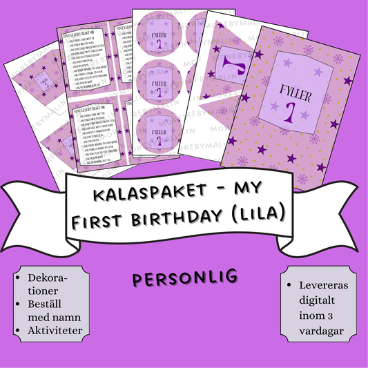 Kalaspaket - My first birthday (lila/rosa) personlig