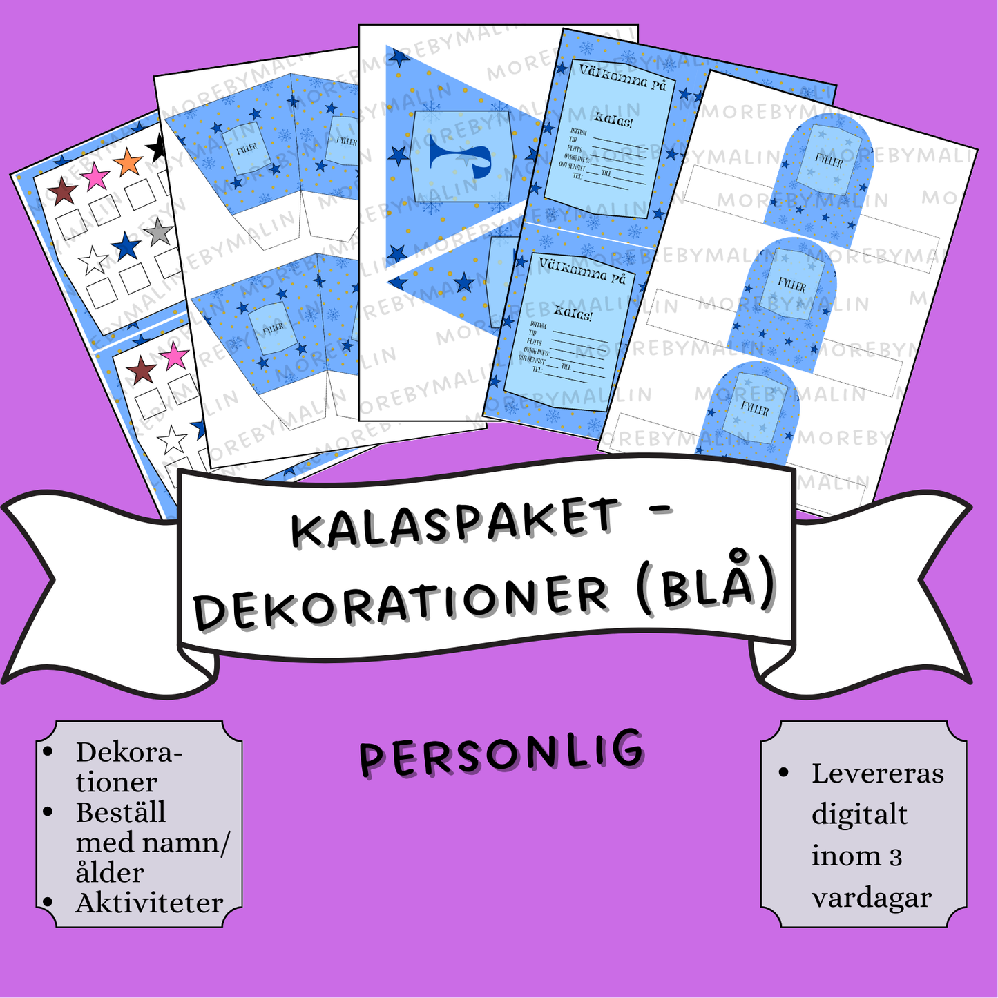 Kalaspaket - dekorationer blå (personlig)