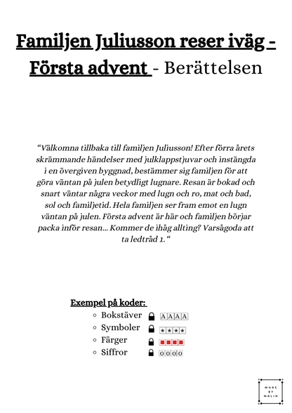 Escape game- Familjen Juliusson reser iväg (Advent)