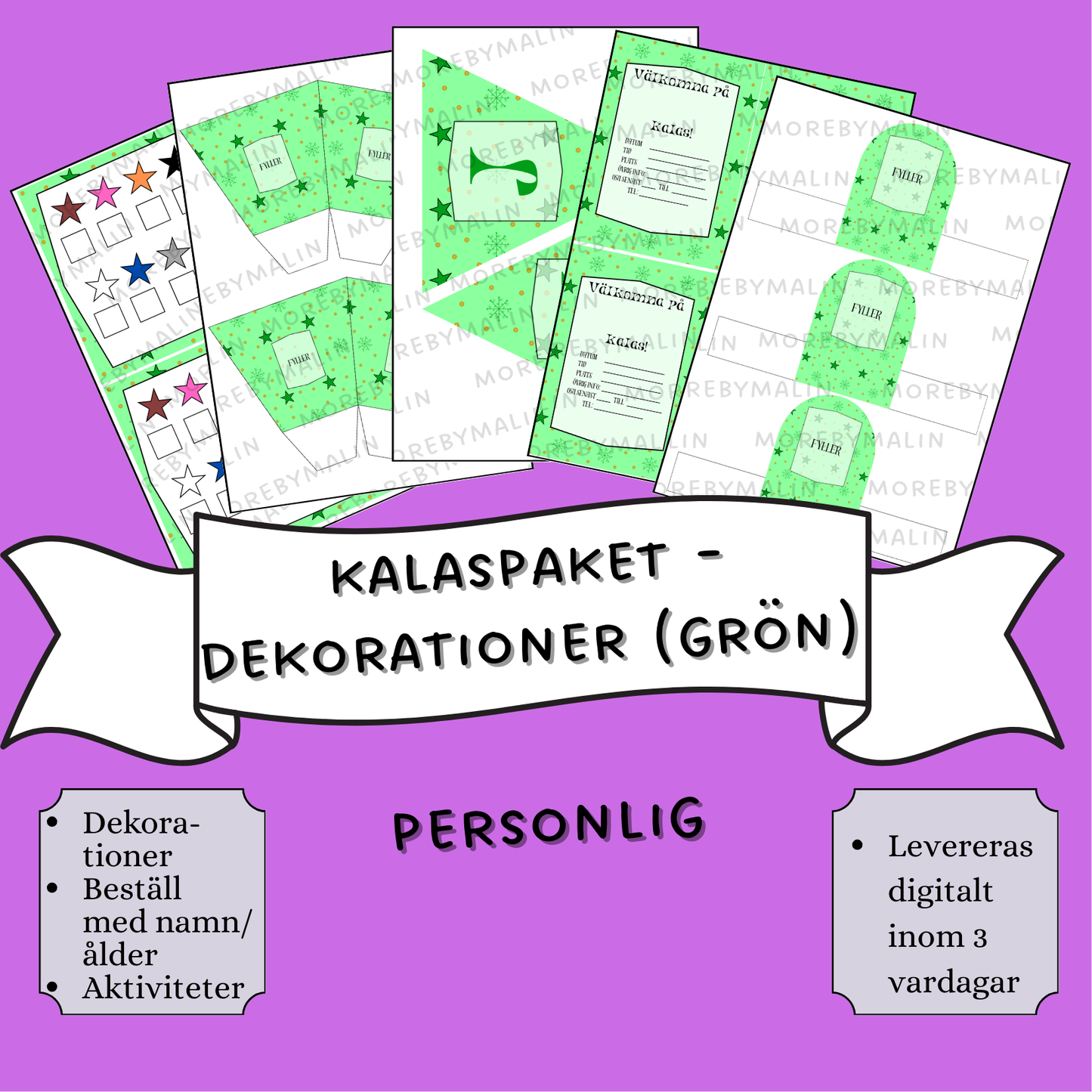 Kalaspaket - dekorationer grön (personlig)