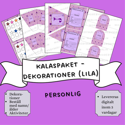 Kalaspaket - dekorationer lila/rosa (personlig)