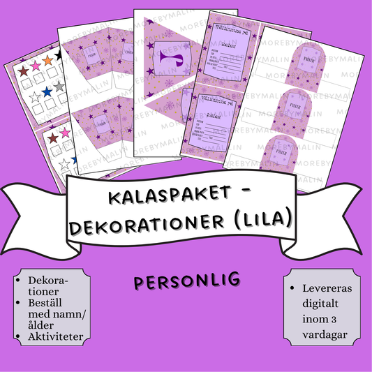 Kalaspaket - dekorationer lila/rosa (personlig)