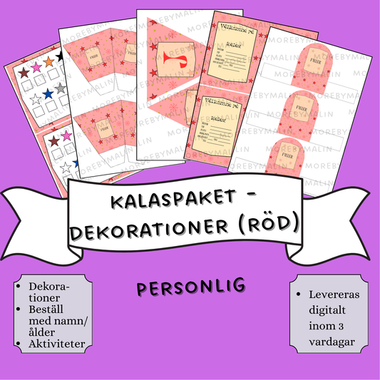 Kalaspaket - dekorationer röd (personlig)