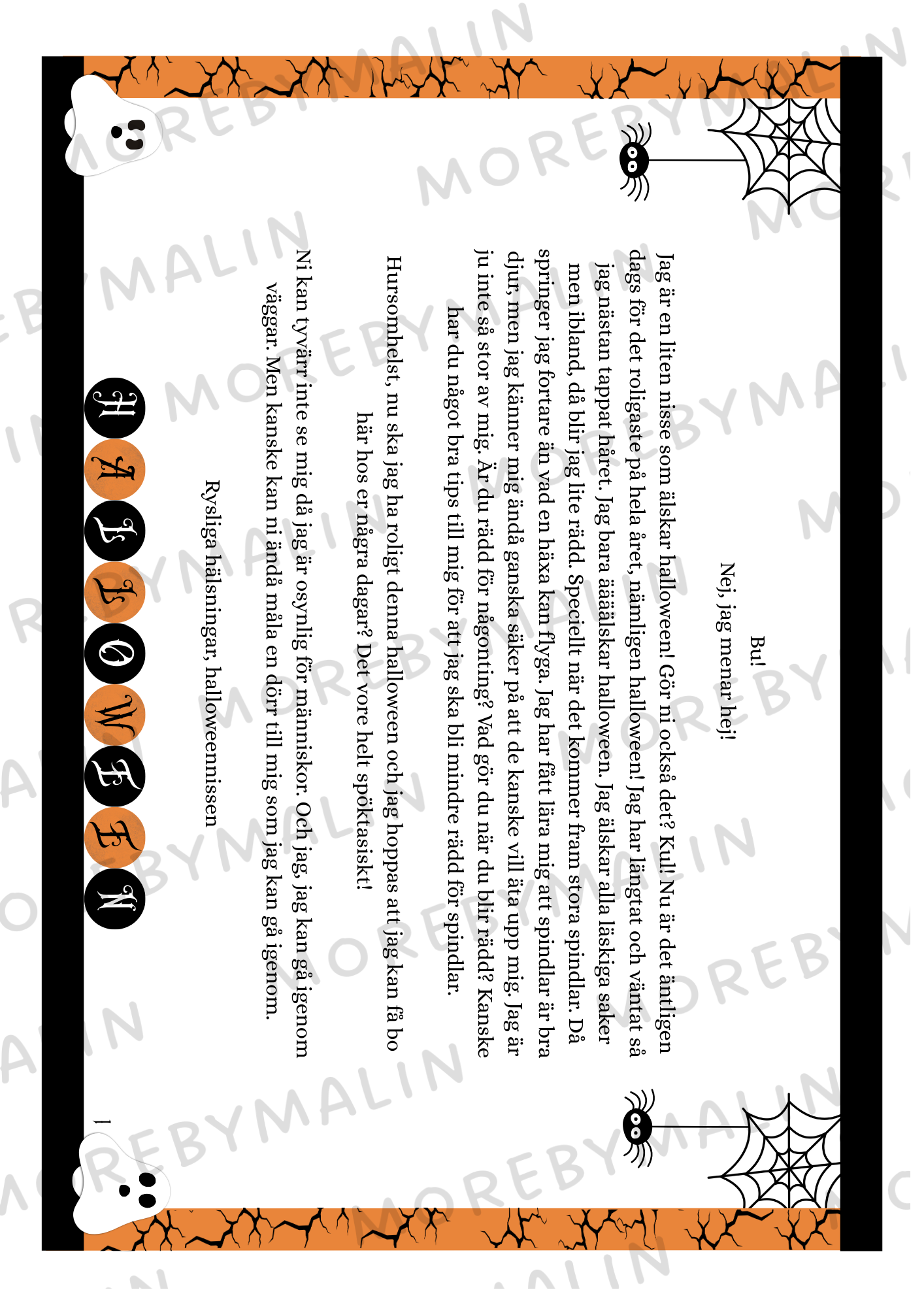 Halloweennissen flyttar in - 9 brev