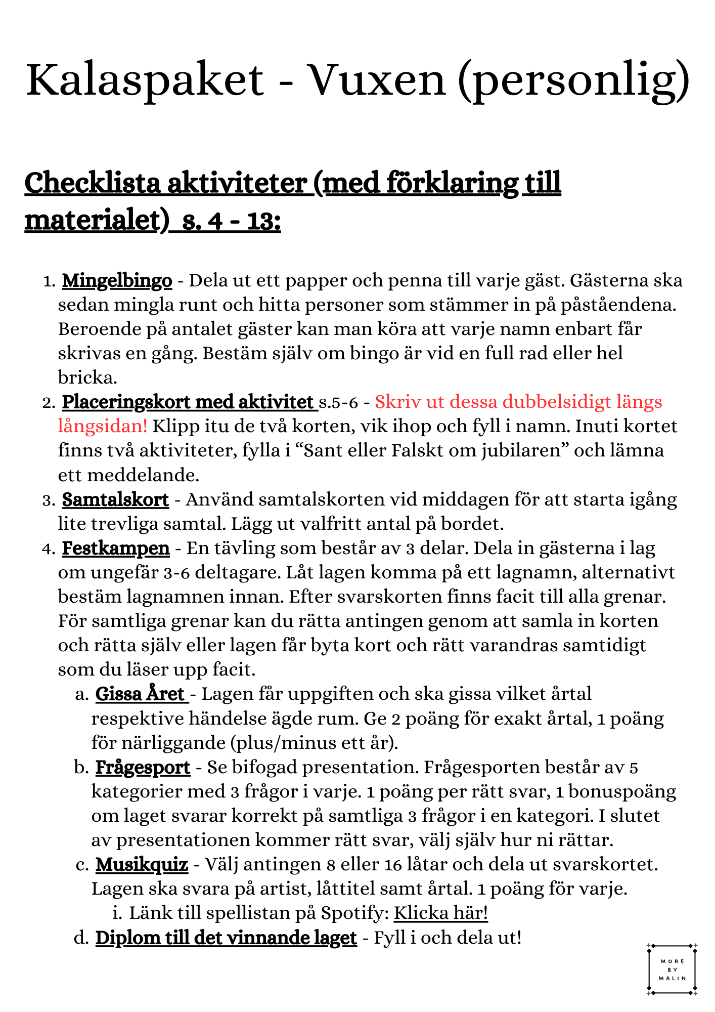 Kalaspaket - Vuxen (personlig)