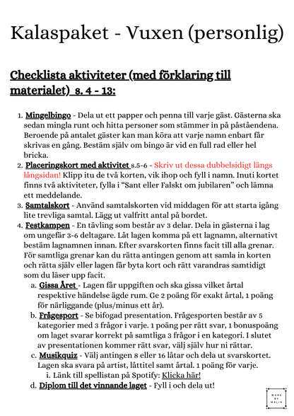 Kalaspaket - Vuxen (personlig)