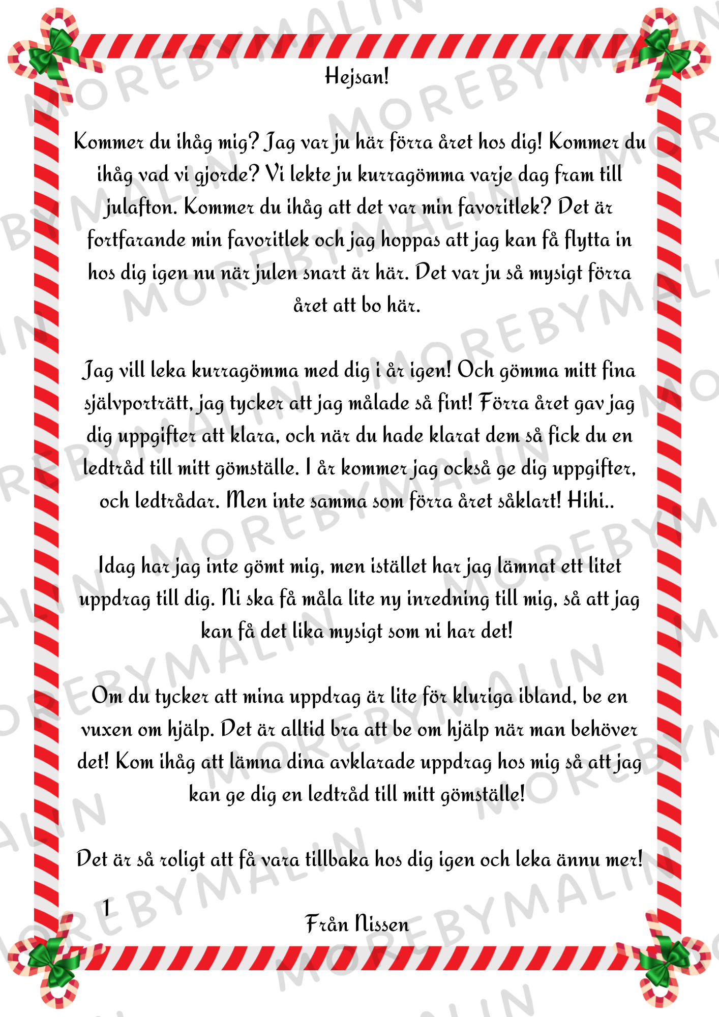 Nissebrev - Nissen leker kurragömma igen (Ett barn)