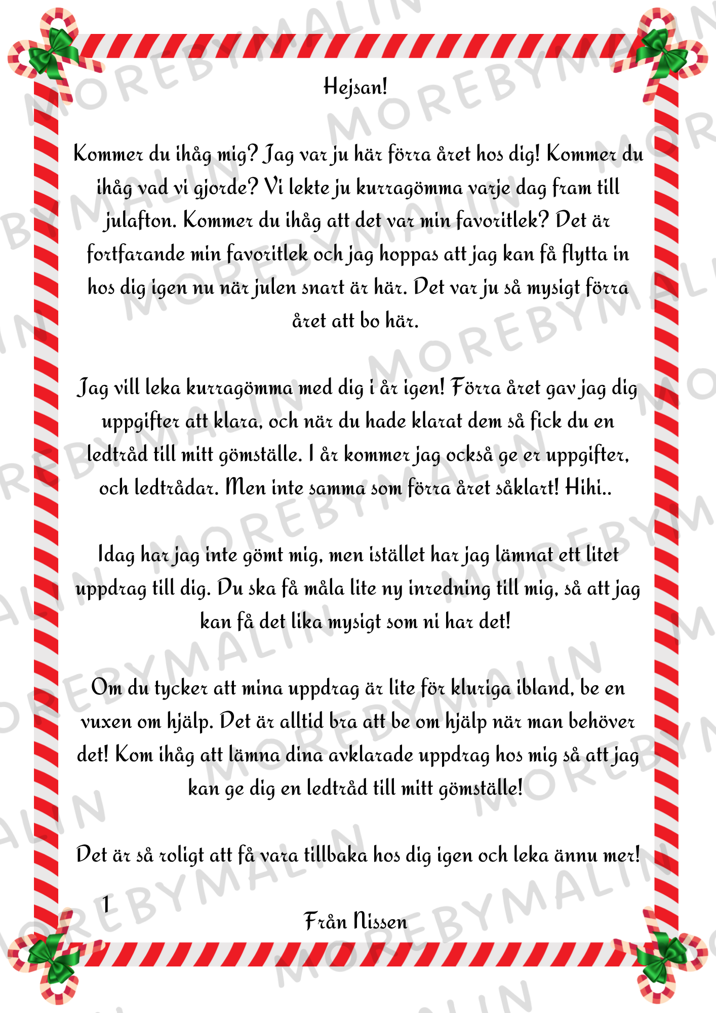Nissebrev - Nissen leker kurragömma igen (Ett barn)