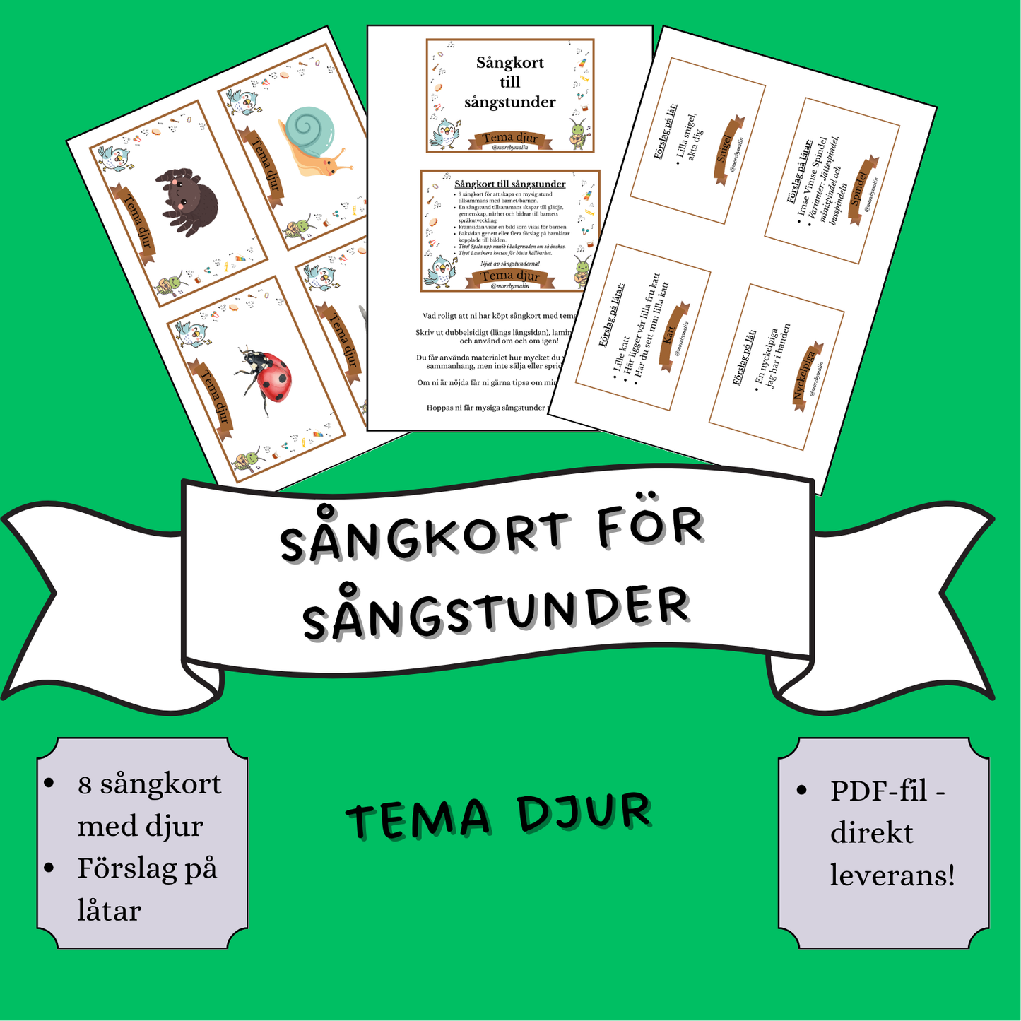 Sångkort för sångstunder - Tema Djur