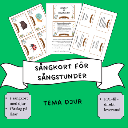 Sångkort för sångstunder - Tema Djur