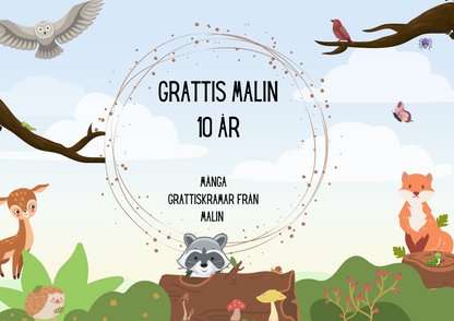 Personlig Dikt - Grattiskort "Skogsdjur 1"