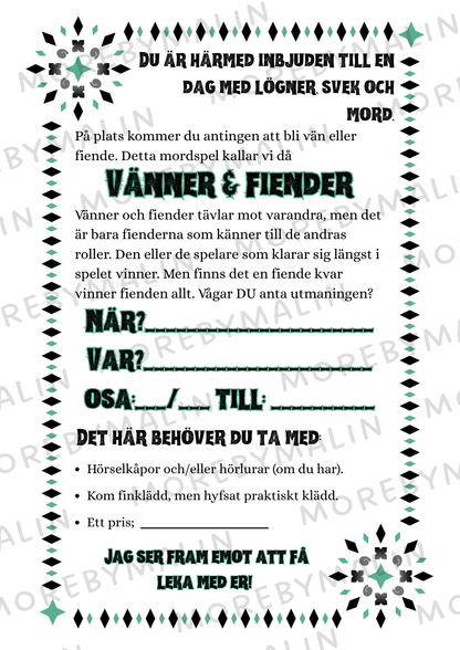 Vänner & fiender - ditt egna mordmysterispel