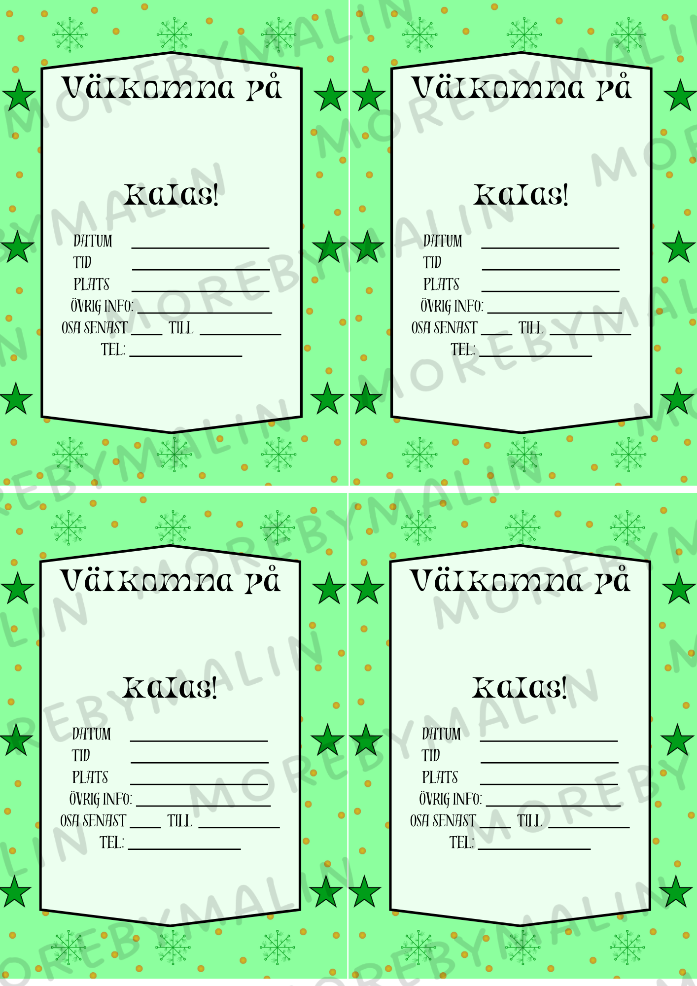 Kalaspaket - dekorationer grön (personlig)