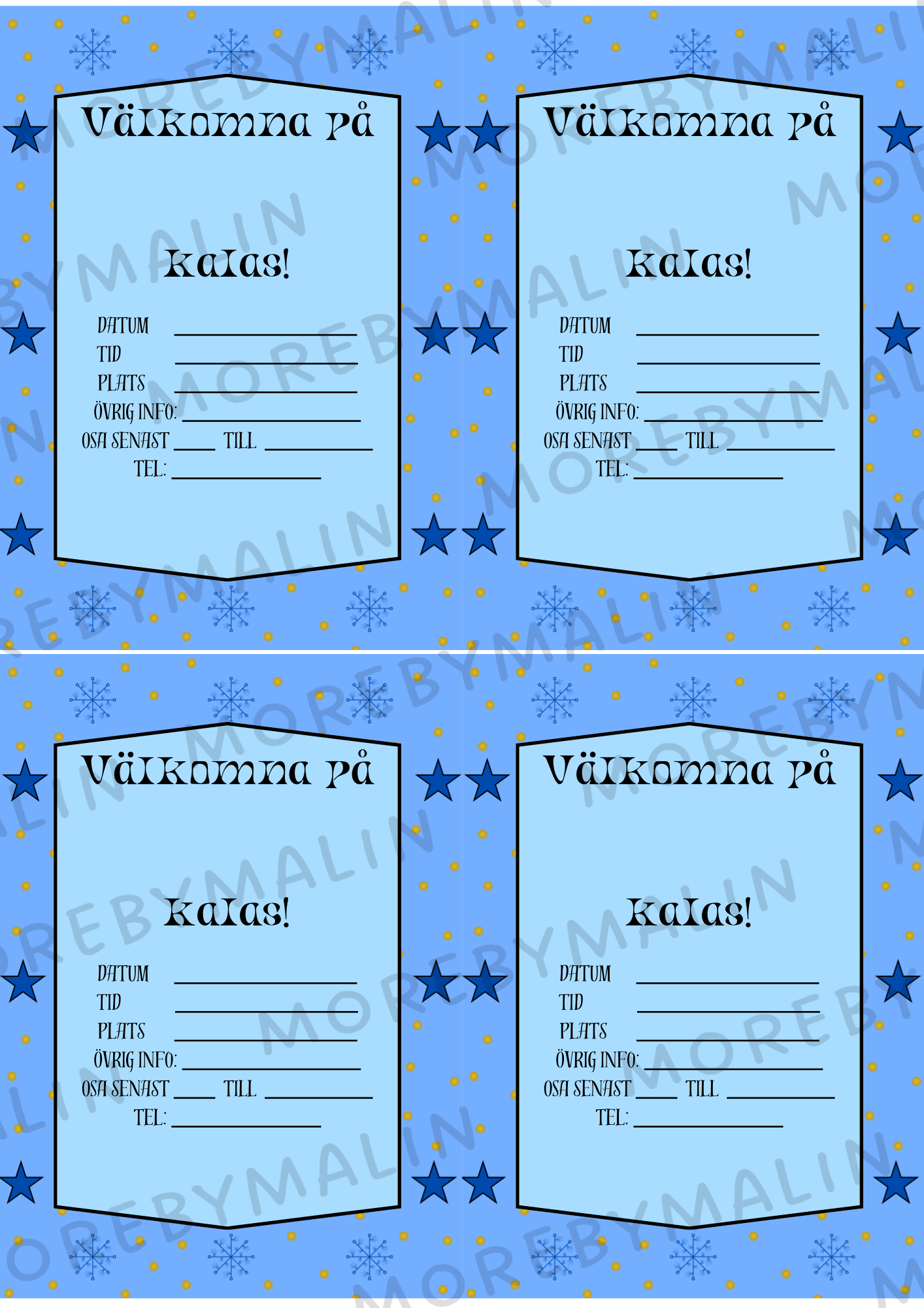 Kalaspaket - dekorationer blå (personlig)