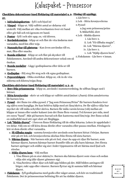 Kalaspaket - Tema Prinsessor 4 - 7 år (personlig)