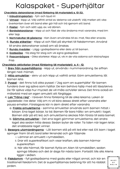Kalaspaket - Tema Superhjältar 6 - 9 år (personlig)