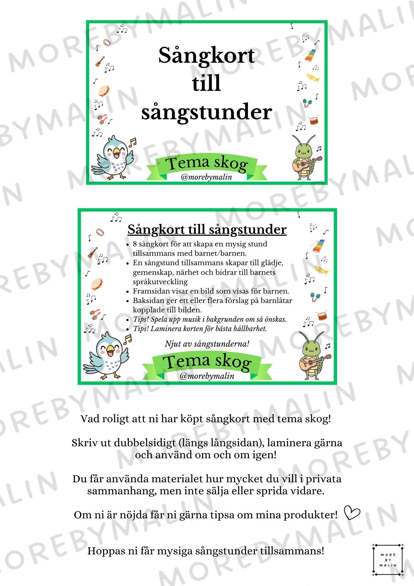 Sångkort för sångstunder - Tema Skog