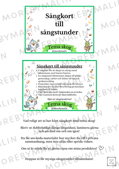 Sångkort för sångstunder - Tema Skog