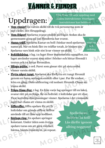 Vänner & fiender - ditt egna mordmysterispel