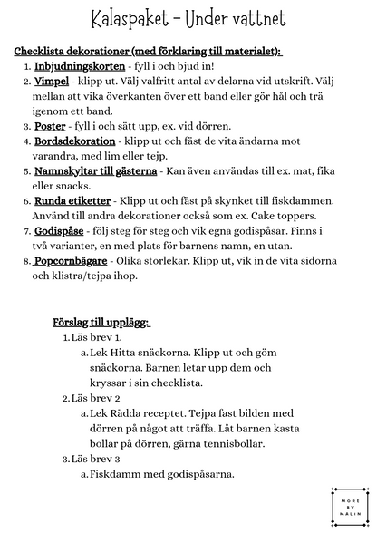 Kalaspaket - Tema Under vattnet 4 - 7 år